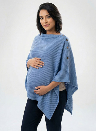 Capa Materna Tejida y Elegante | Embarazo y Lactancia Azul | Dos Amores