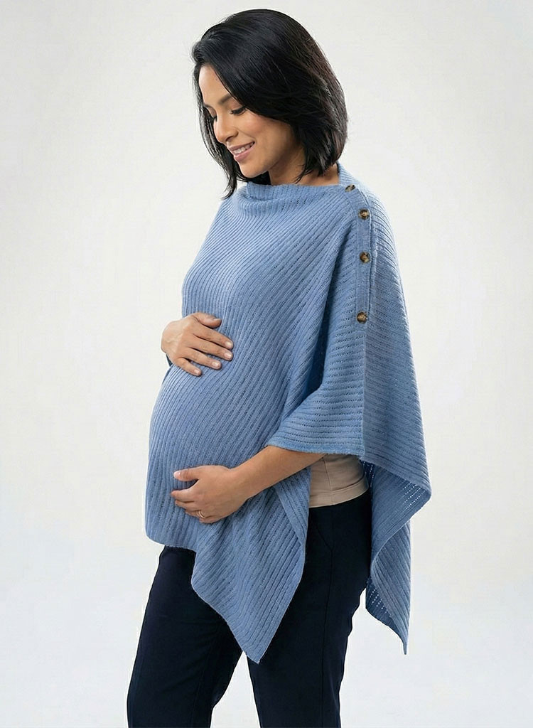 Capa Materna Tejida y Elegante | Embarazo y Lactancia Azul | Dos Amores