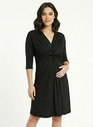 Vestido de Embarazo Negro Elegante | Nudo Frontal | Colombia