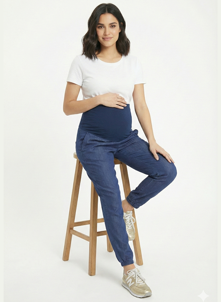 Jogger Materno 'Denim Look' en Jersey Stretch