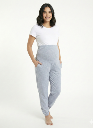 Jogger Materno en Jersey Gris Jaspeado