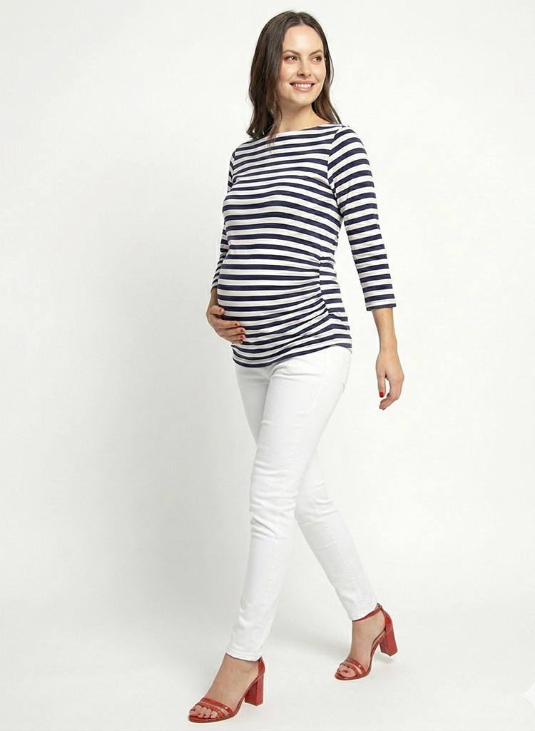 Blusa Materna Rayas Cuello Ojal | Moda Embarazo - Dos Amores