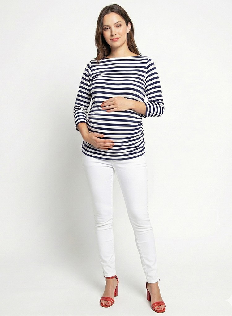 Blusa Materna Rayas Cuello Ojal | Moda Embarazo - Dos Amores