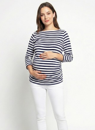Blusa Materna Rayas Cuello Ojal | Moda Embarazo - Dos Amores