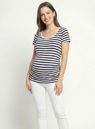 Blusa Materna Rayas Manga Corta | Moda Materna Colombia
