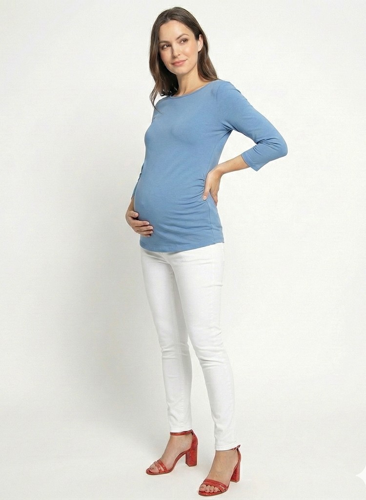 Blusa Materna Azul Cielo Manga 3/4 | Ropa Embarazo Dos Amores