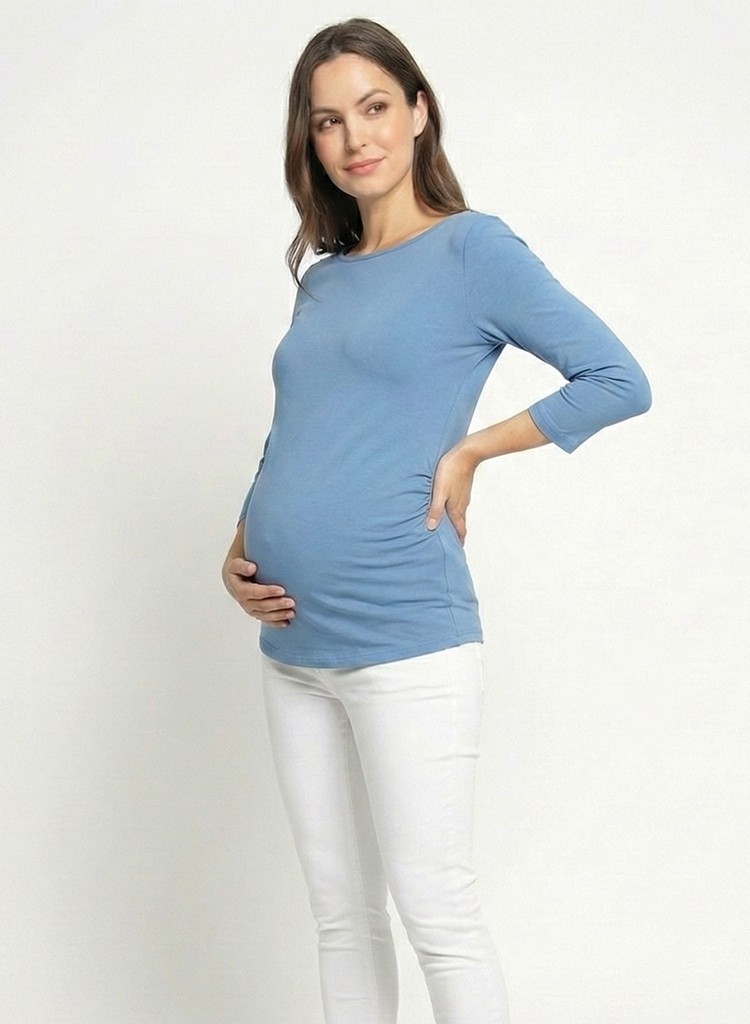 Blusa Materna Azul Cielo Manga 3/4 | Ropa Embarazo Dos Amores