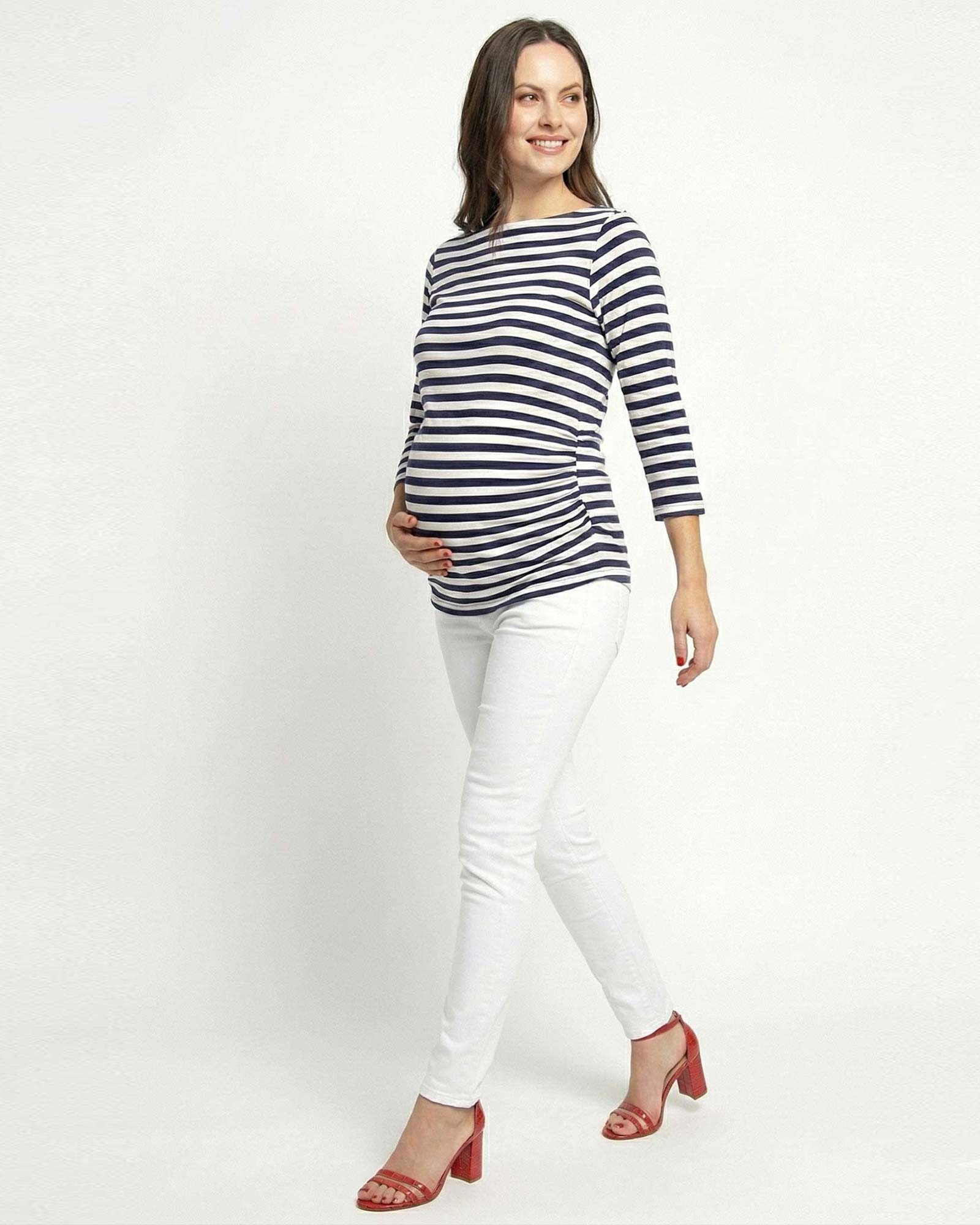 Blusa Materna Rayas Cuello Ojal | Moda Embarazo - Dos Amores