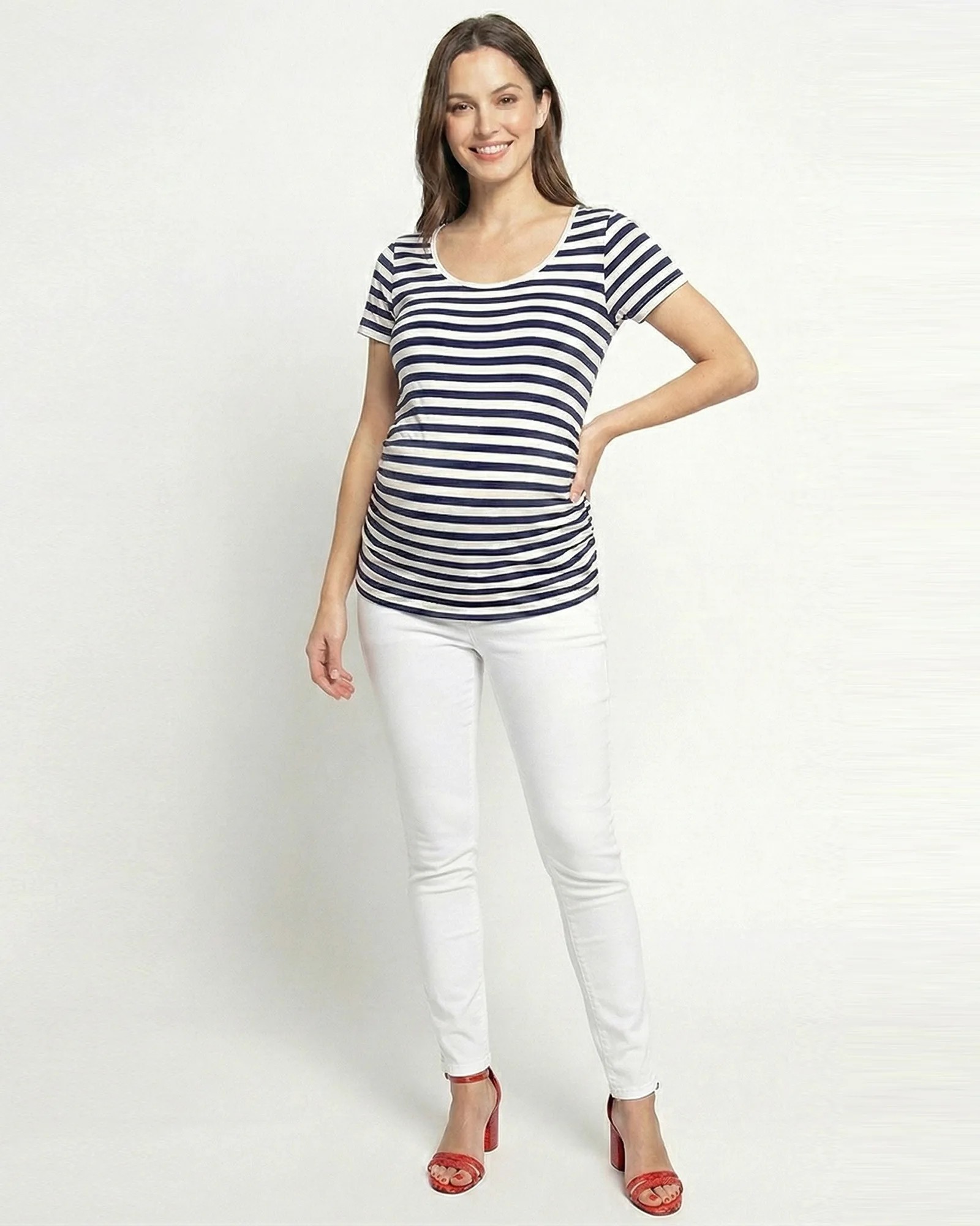 Blusa Materna Rayas Manga Corta | Moda Materna Colombia