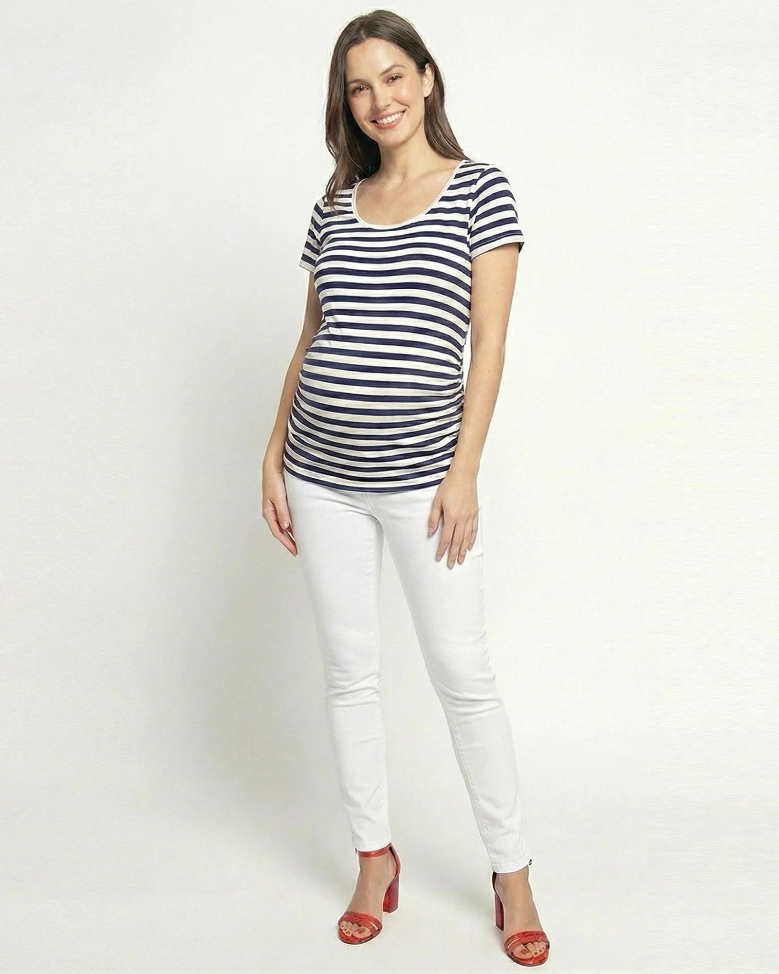 Blusa Materna Rayas Manga Corta | Moda Materna Colombia