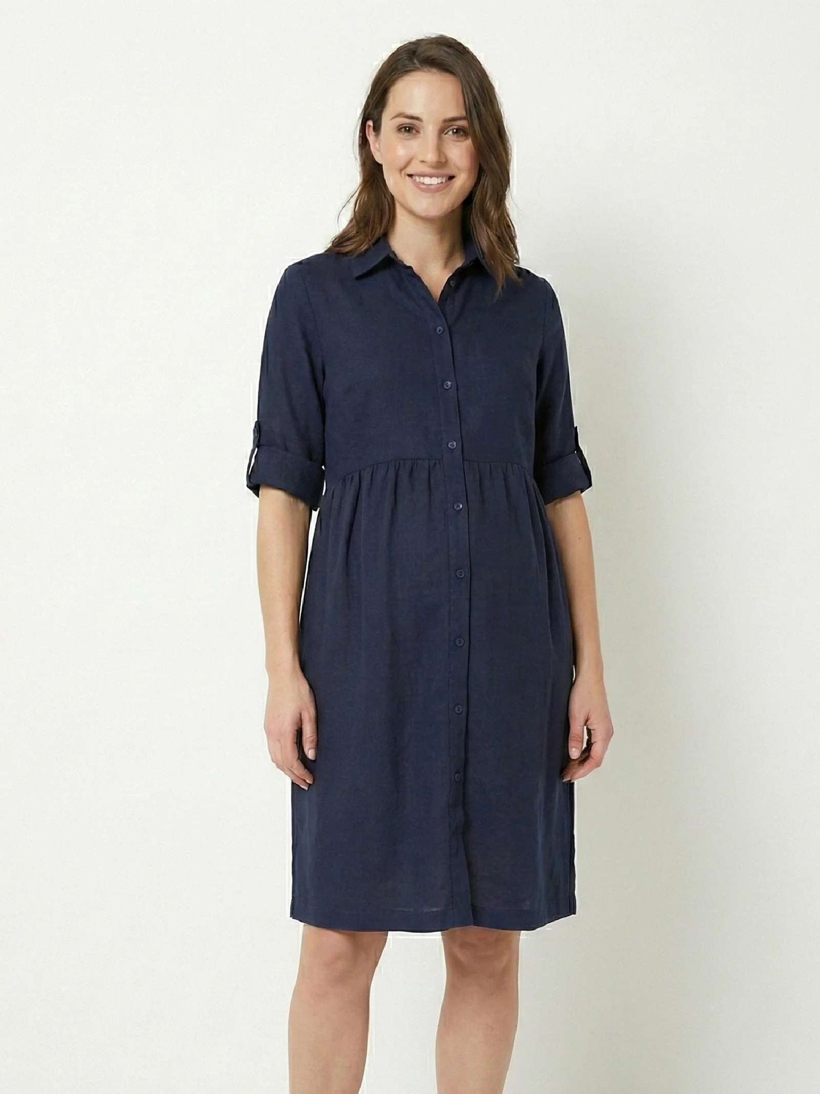 Vestido Materno de Lino Azul | Ropa de Embarazo y Lactancia