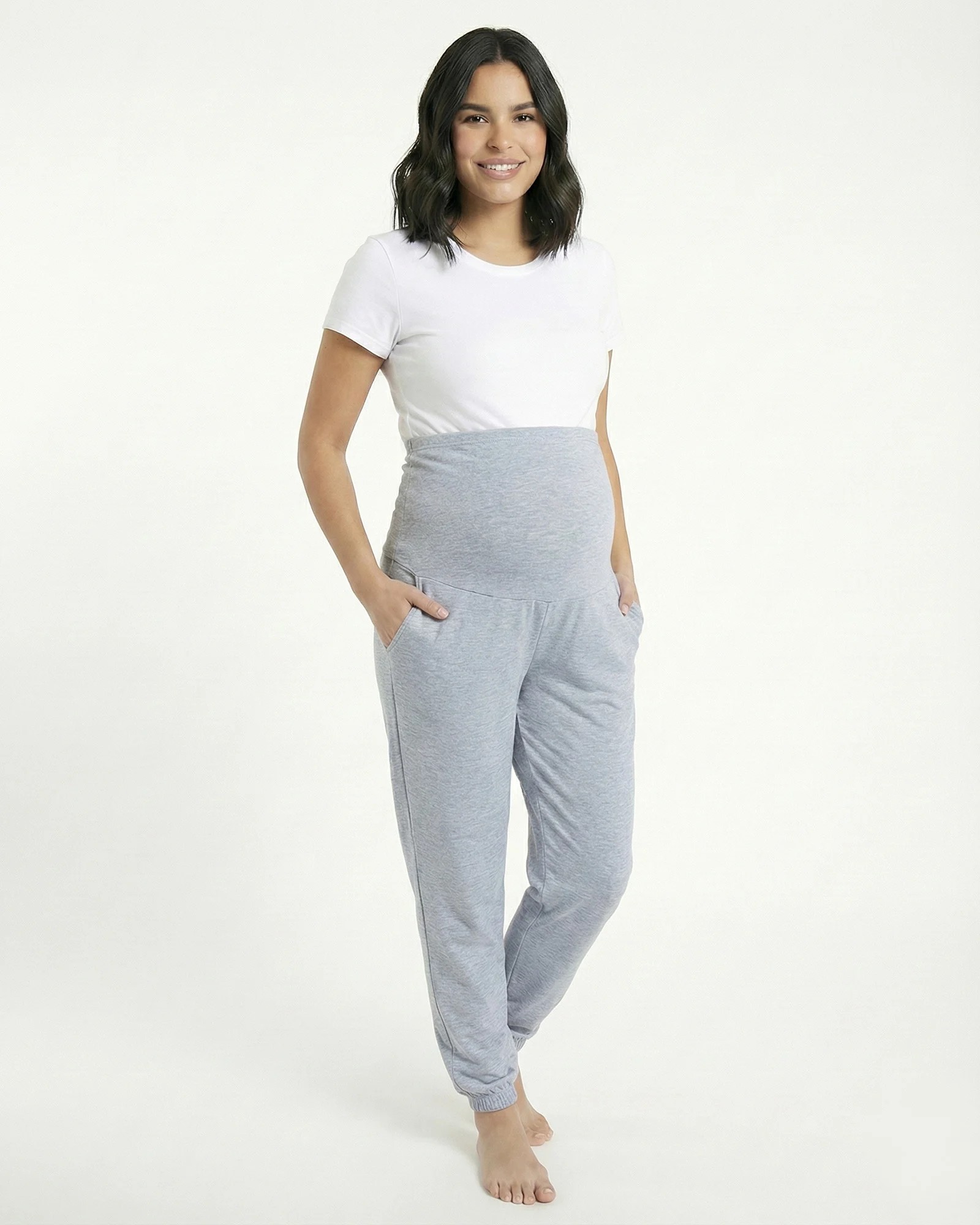 Jogger Materno Gris en Jersey Stretch | Comodidad Total | Dos Amores