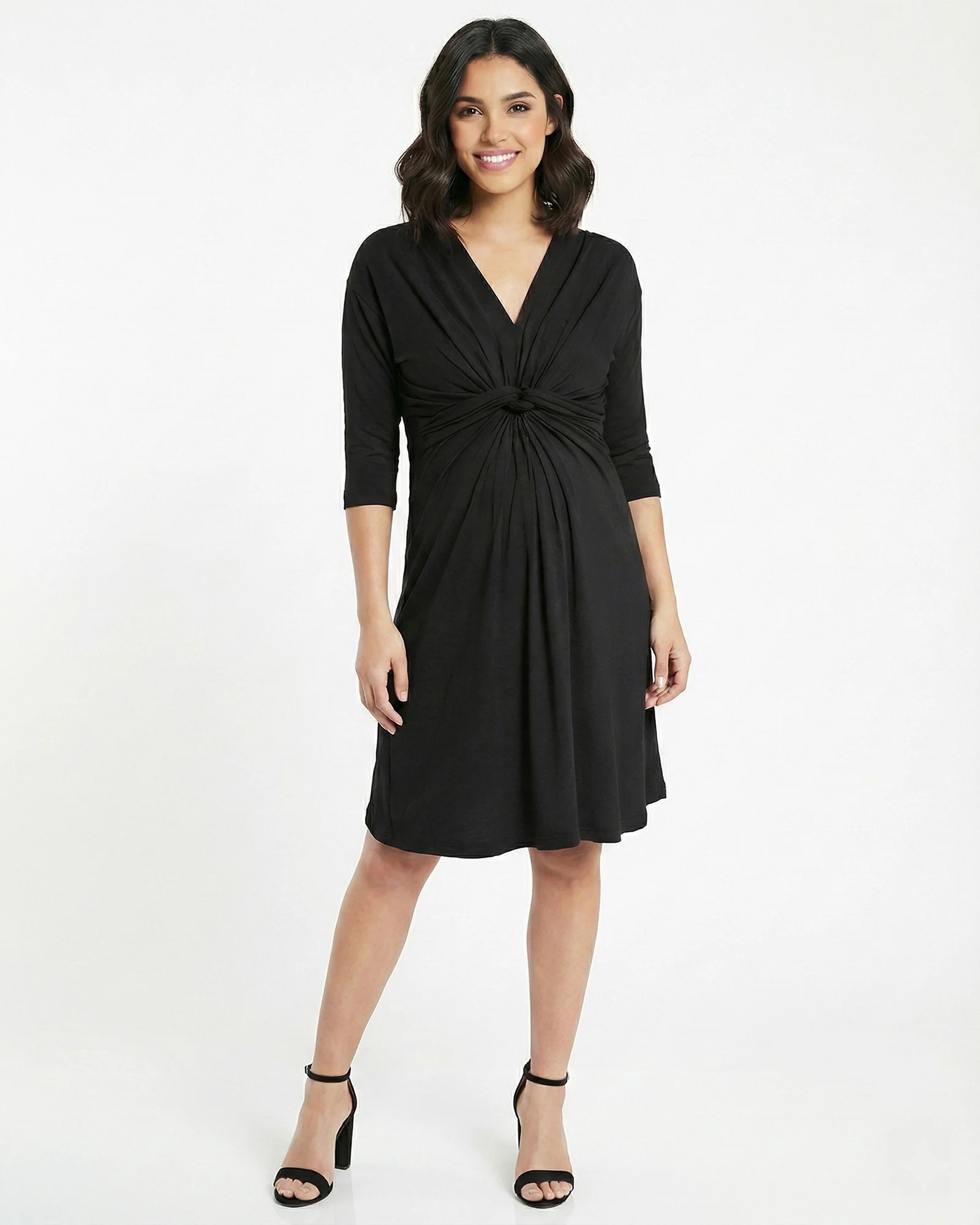 Vestido de Embarazo Negro Elegante | Nudo Frontal | Colombia