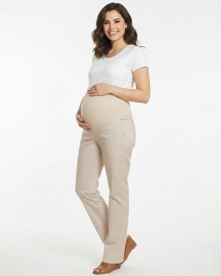 Pantalon materno beige drill para la oficina o looks casuales
