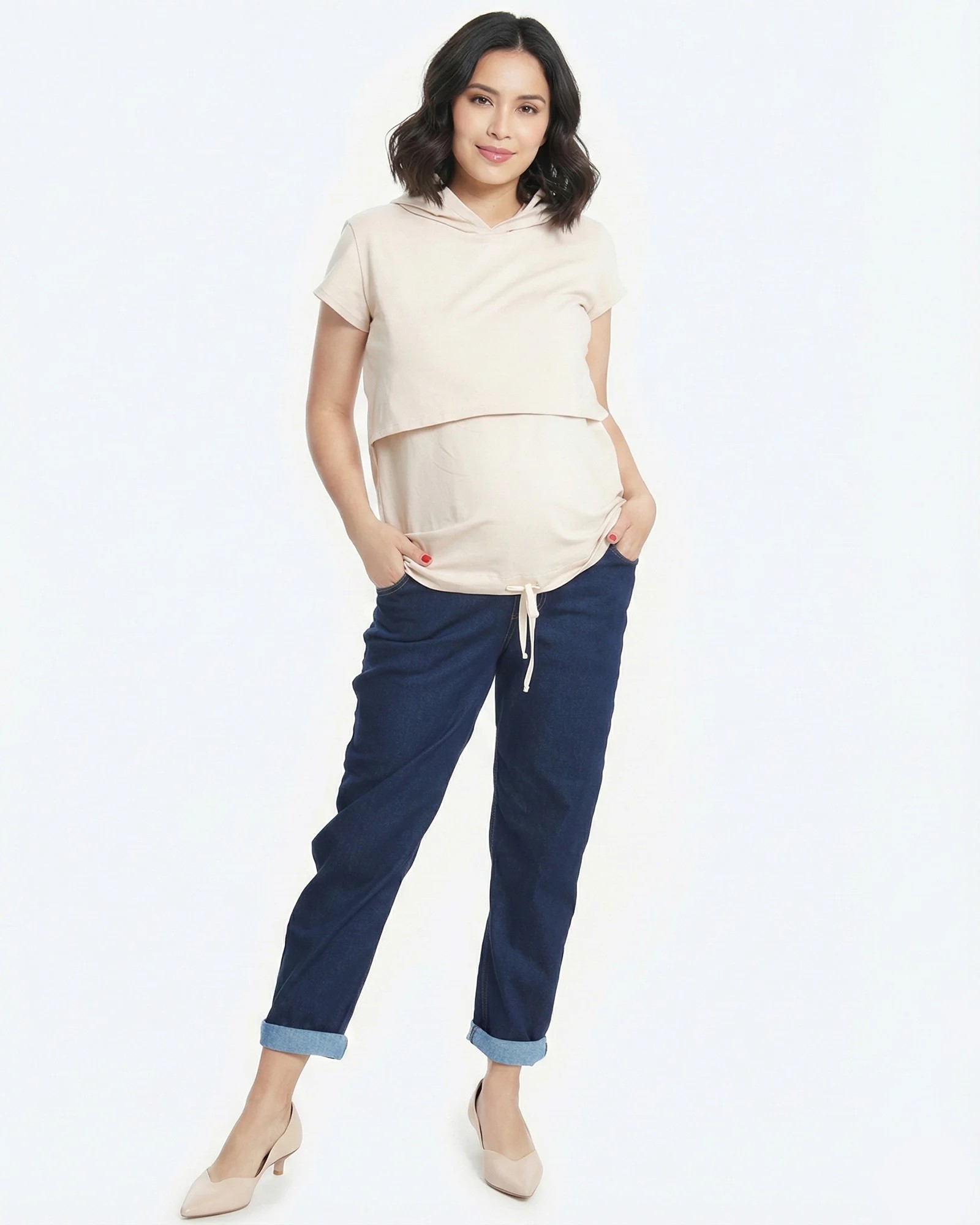 Jean Boyfriend Maternidad Oscuro | Denim Stretch | Tienda Colombia