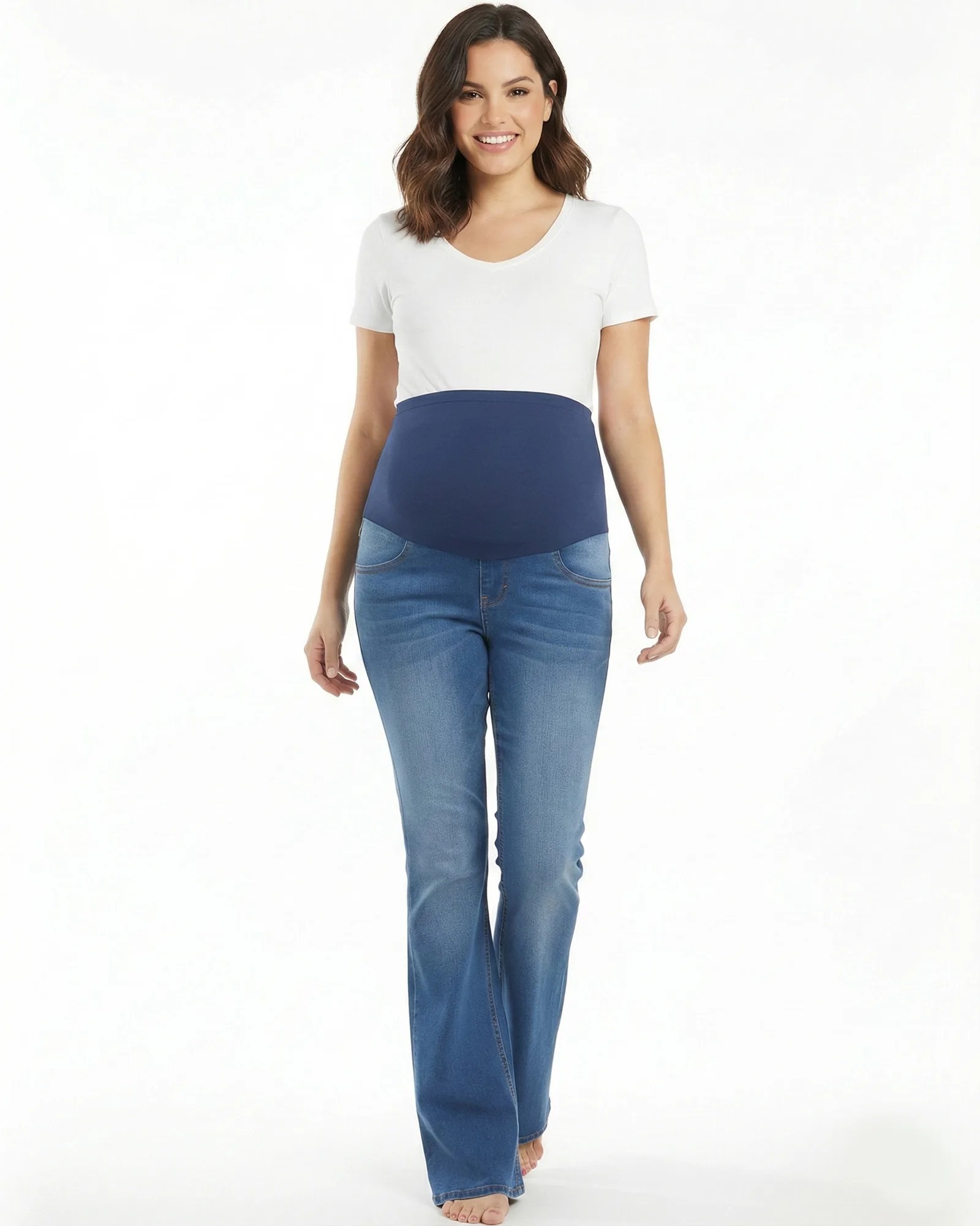 Jeans Maternidad Bota Campana Stretch | Moda Embarazo Colombia