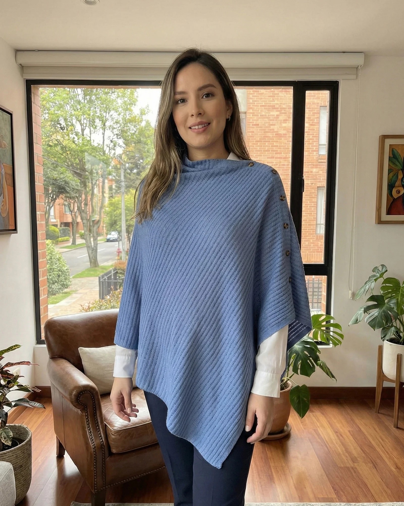 Capa Materna Tejida y Elegante | Embarazo y Lactancia Azul | Dos Amores