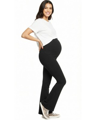 Leggings Maternos Flare en Algodón Stretch Grueso | Estilo Retro y Confort