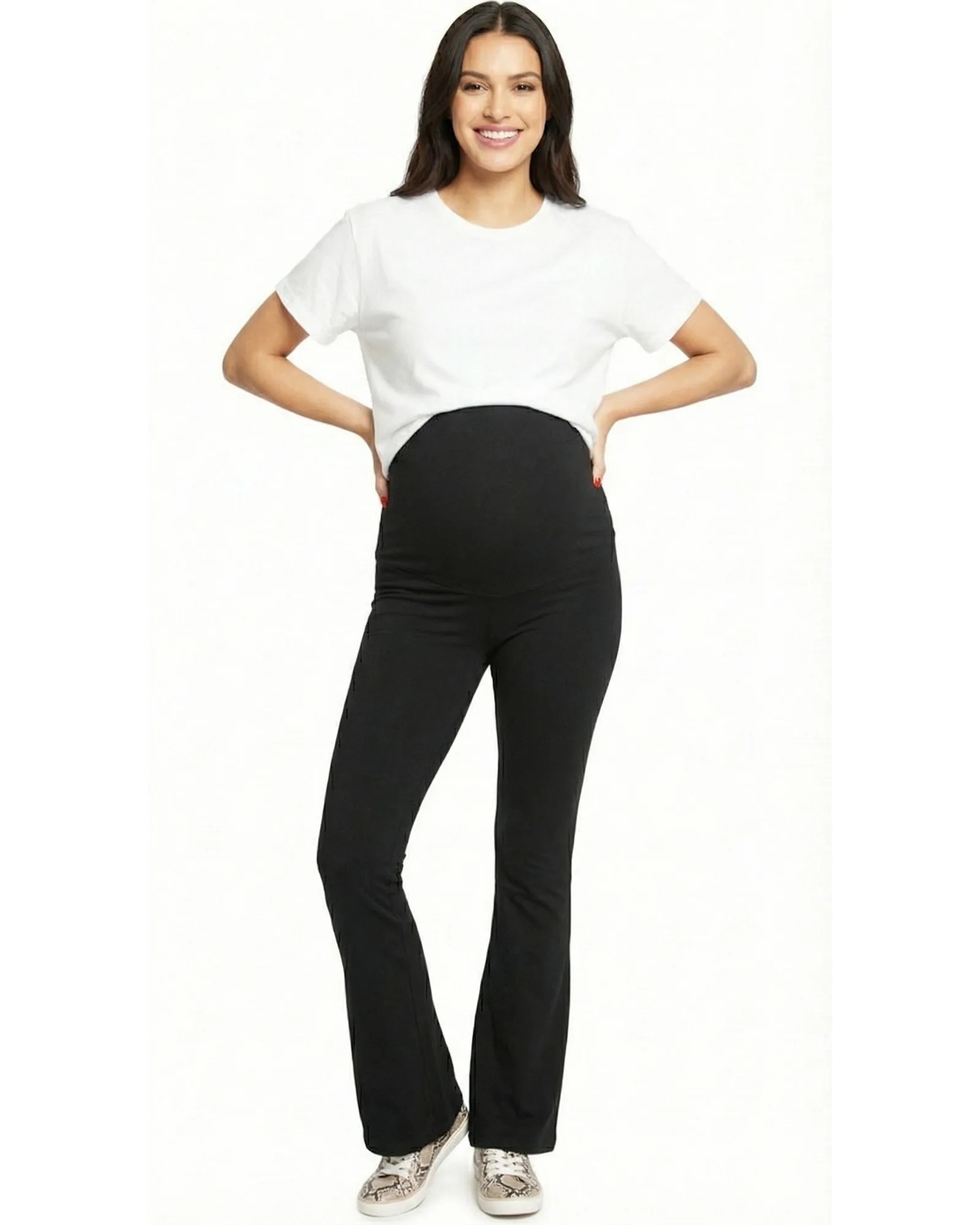 Leggings Maternos Flare en Algodón Stretch Grueso | Estilo Retro y Confort