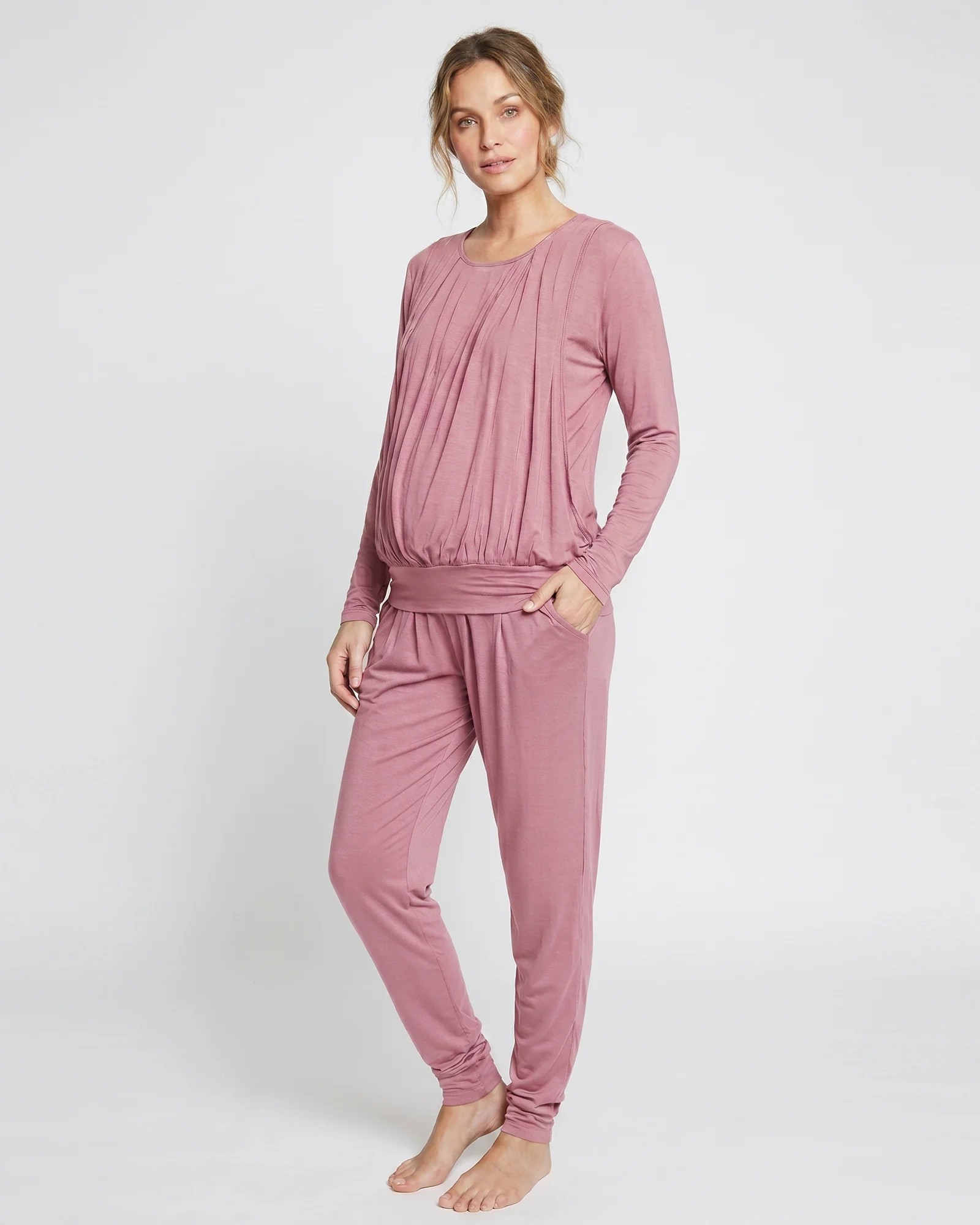 Pijama Materna y de Lactancia en Viscosa - Comodidad Rosewood