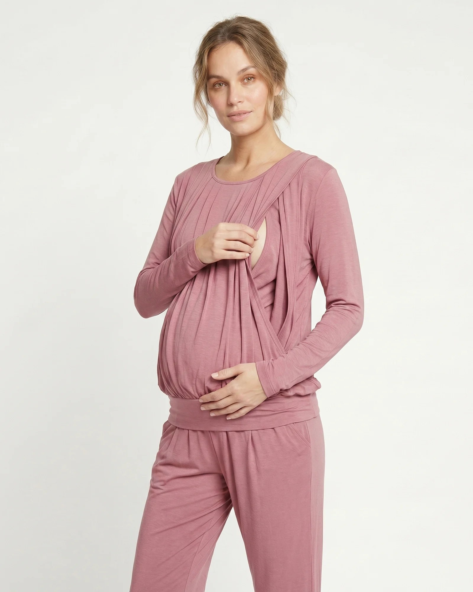 Pijama Materna y de Lactancia en Viscosa - Comodidad Rosewood