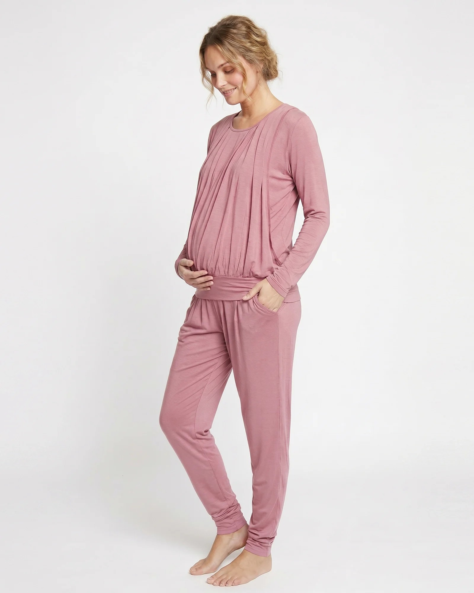 Pijama Materna y de Lactancia en Viscosa - Comodidad Rosewood