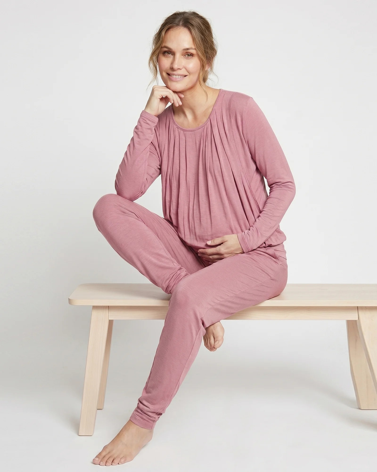 Pijama Materna y de Lactancia en Viscosa - Comodidad Rosewood