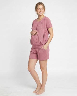 Pijama Materna y de Lactancia en Viscosa Jersey | Azul Navy | Confort Premium