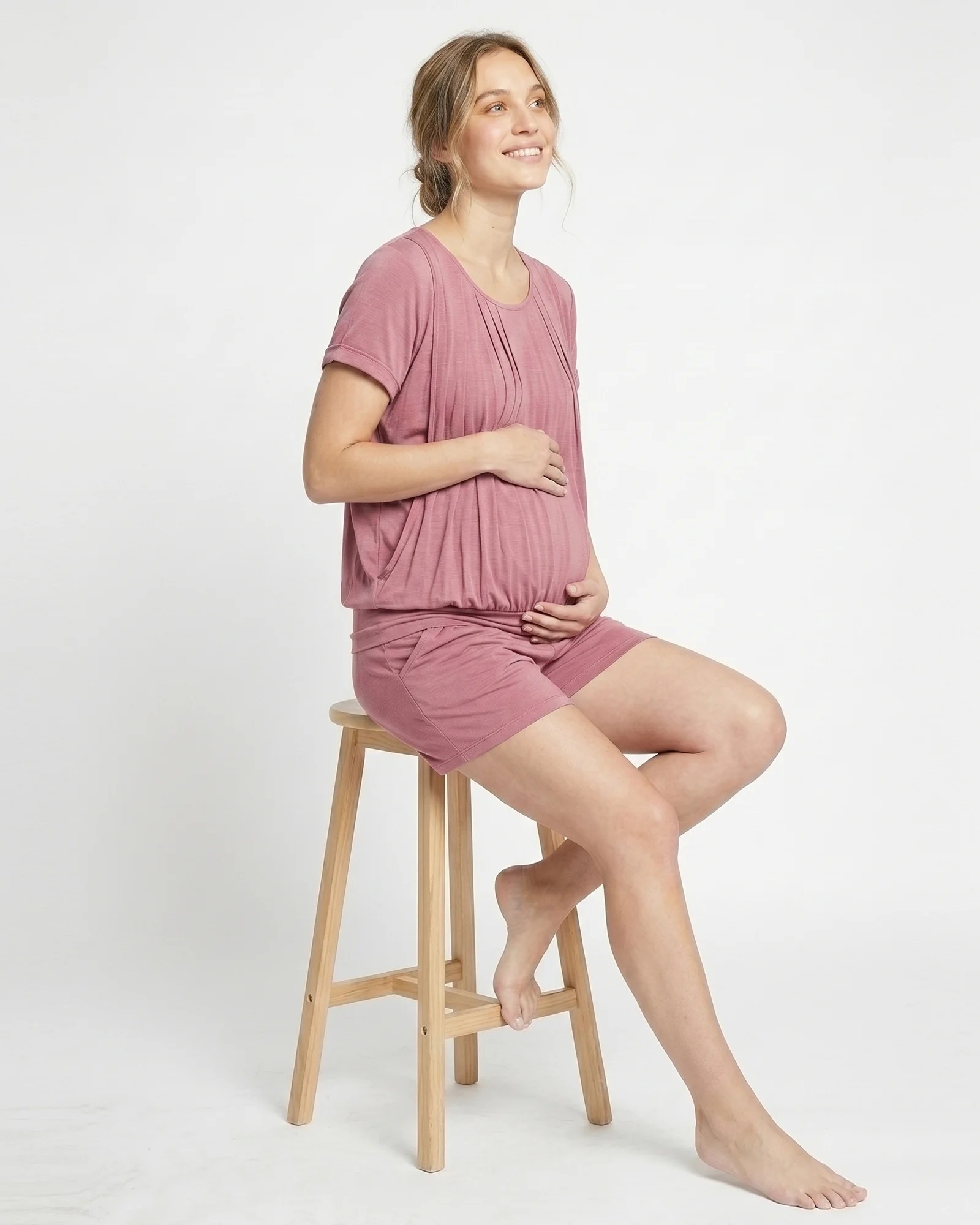 Pijama Materna y de Lactancia en Viscosa Jersey | Azul Navy | Confort Premium