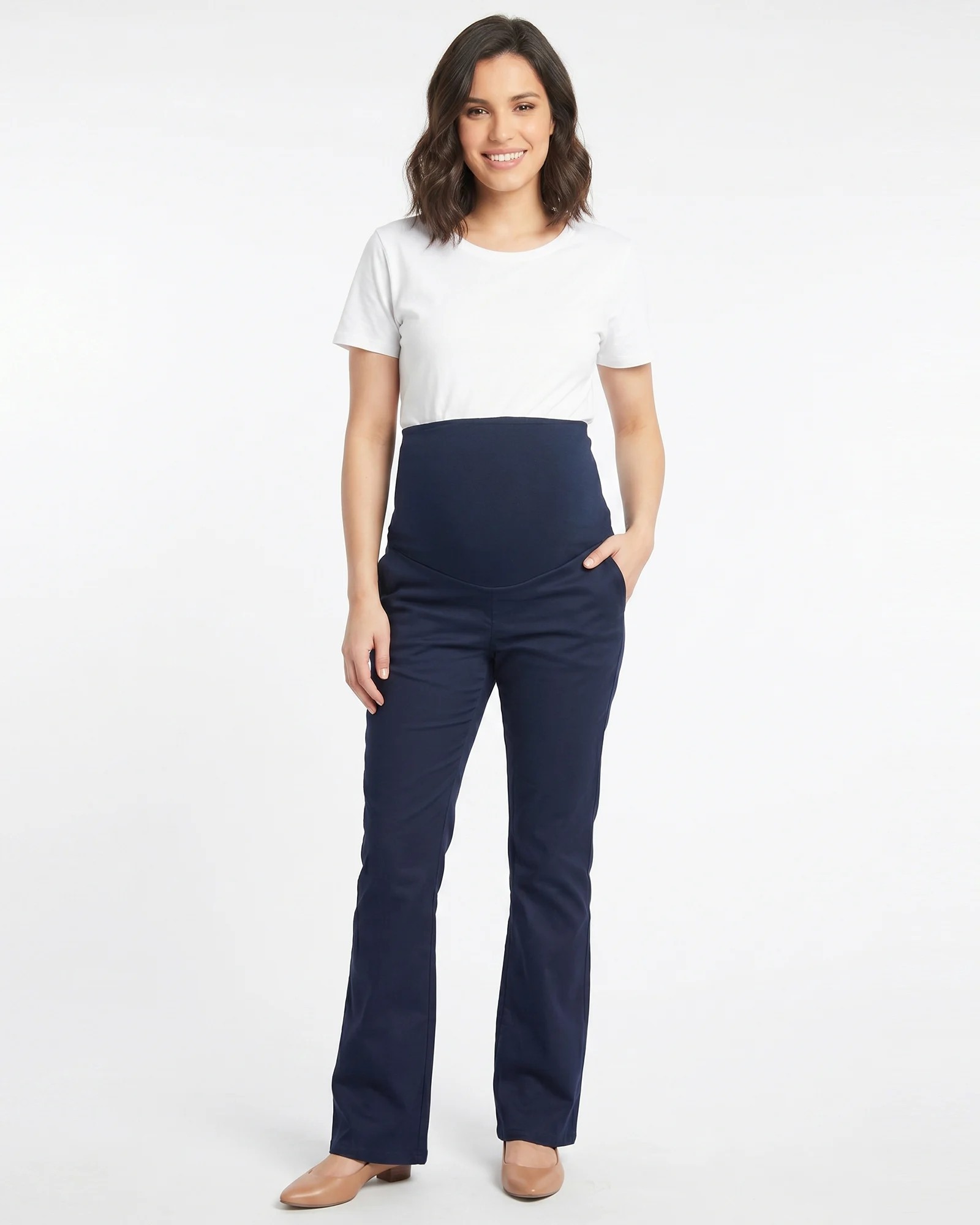 Pantalón Materno Azul Navy Drill Stretch | Moda Materna Colombia