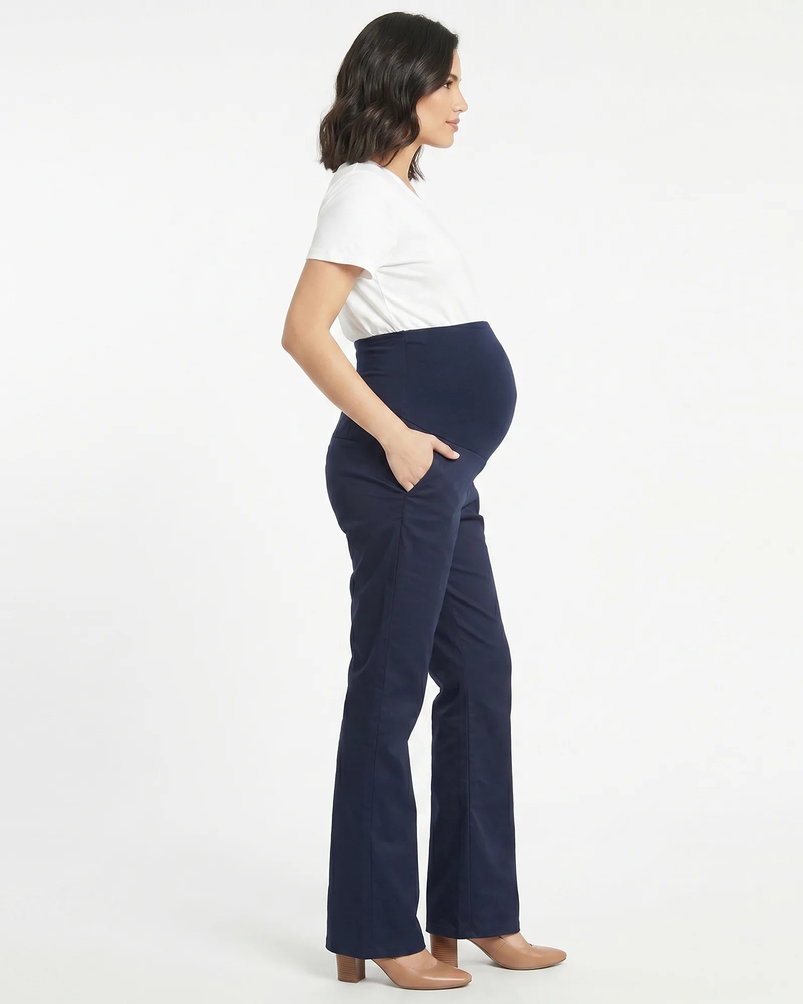 Pantalón Materno Azul Navy Drill Stretch | Moda Materna Colombia
