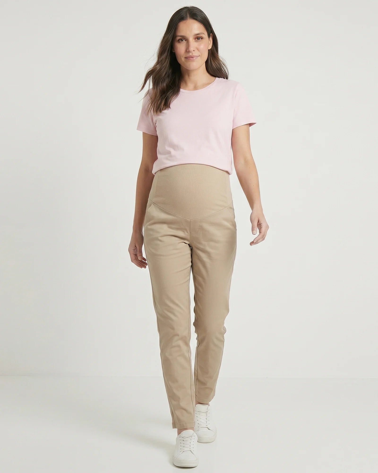 Pantalón Skinny Materno de Drill Beige