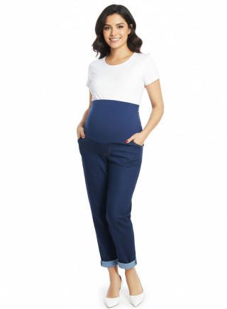 Jean Boyfriend Maternidad Oscuro | Denim Stretch | Tienda Colombia