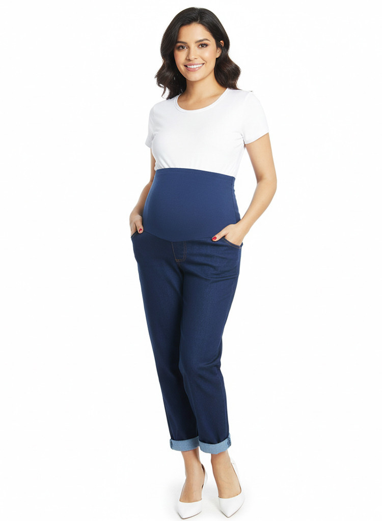 Jean Boyfriend Maternidad Oscuro | Denim Stretch | Tienda Colombia