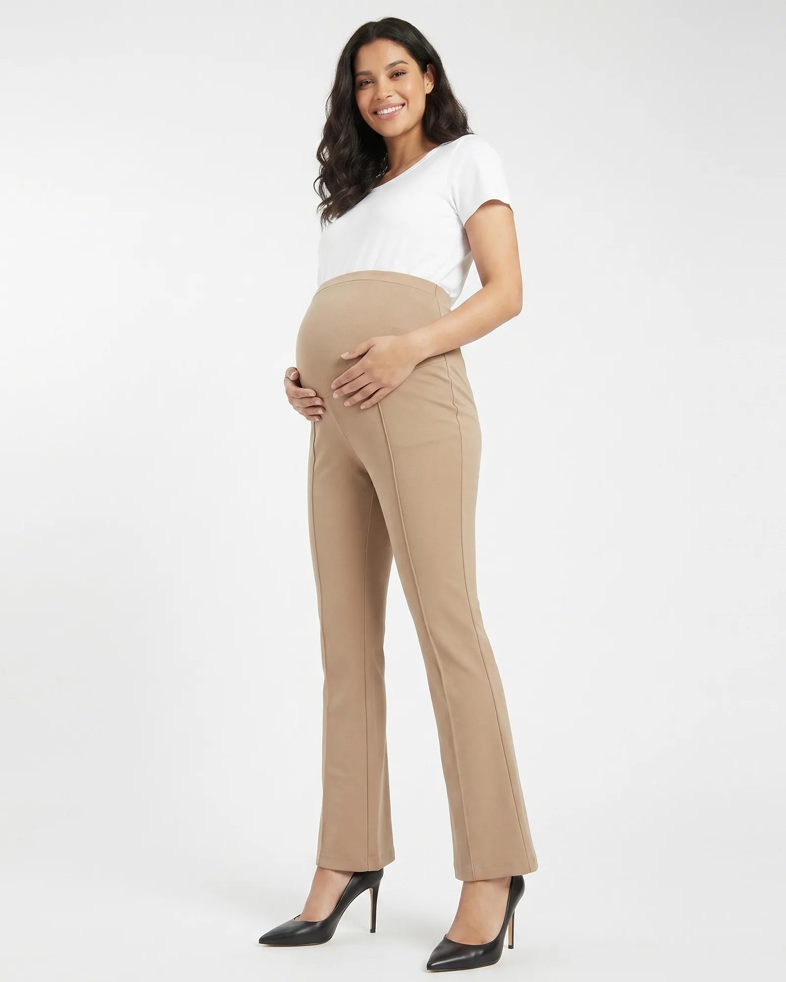 Pantalón Materno de Punto Roma Beige | Comodidad y Estilo