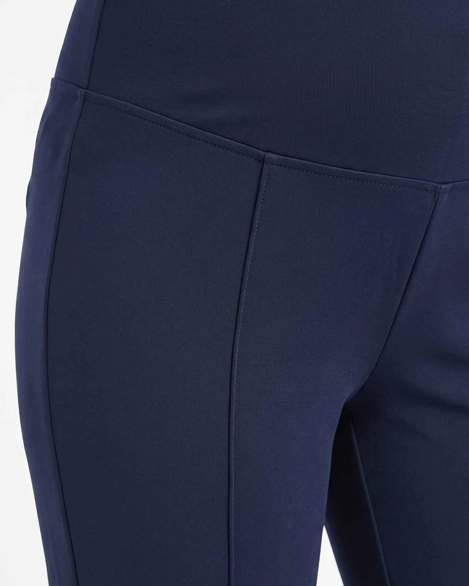 Pantalón Materno Punto Roma Bootcut Azul Marino | Confort Para Mamá