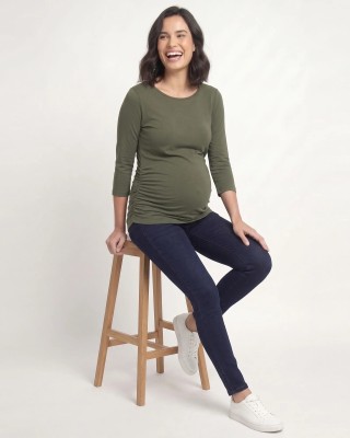 Blusa Materna Cuello Ojal Manga 3/4 | Algodón Stretch