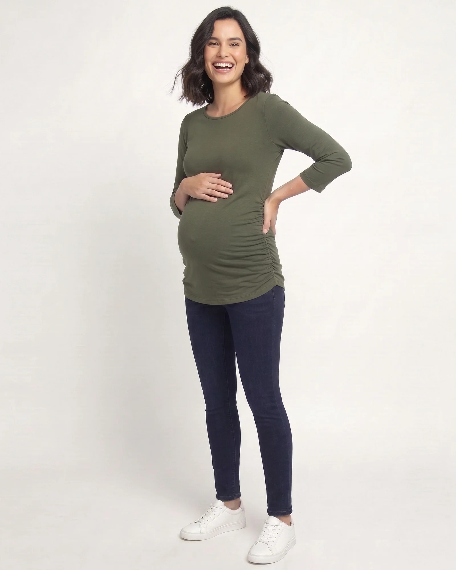 Blusa Materna Cuello Ojal Manga 3/4 | Algodón Stretch