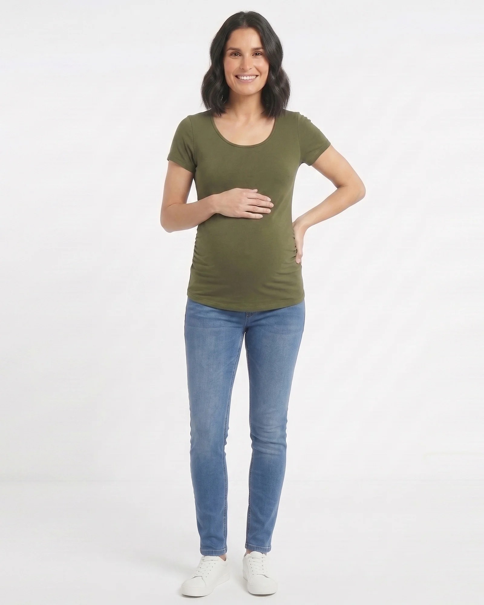 Camiseta Materna en Algodón Licrado | Cuello Scoop
