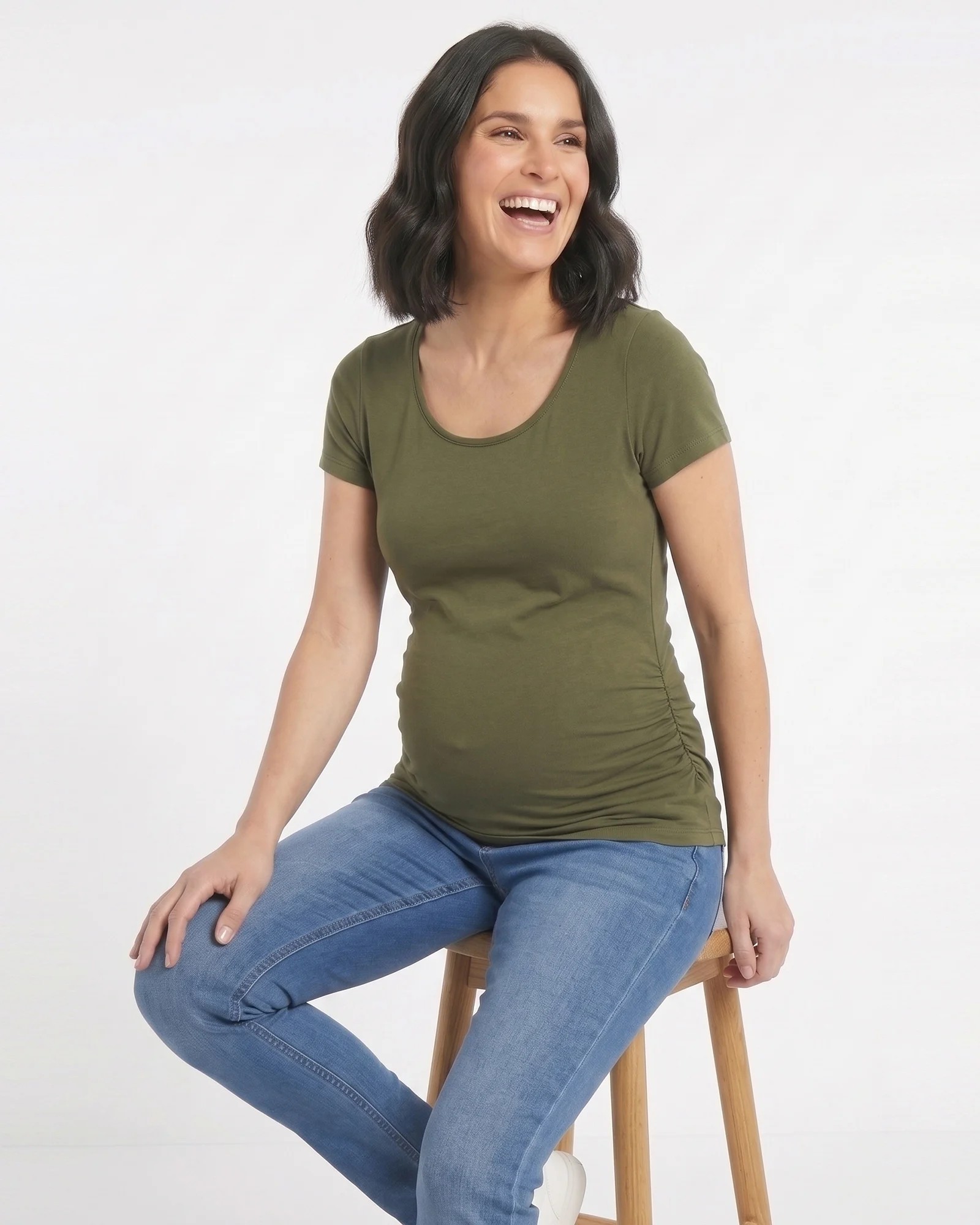 Camiseta Materna en Algodón Licrado | Cuello Scoop