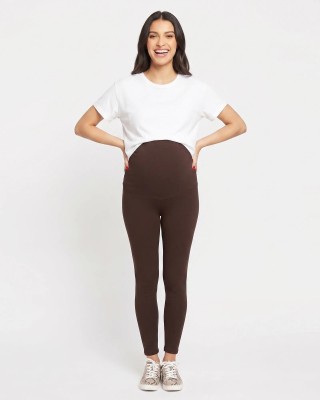 Leggins Materno Algodón Stretch Café 300g | Soporte Total