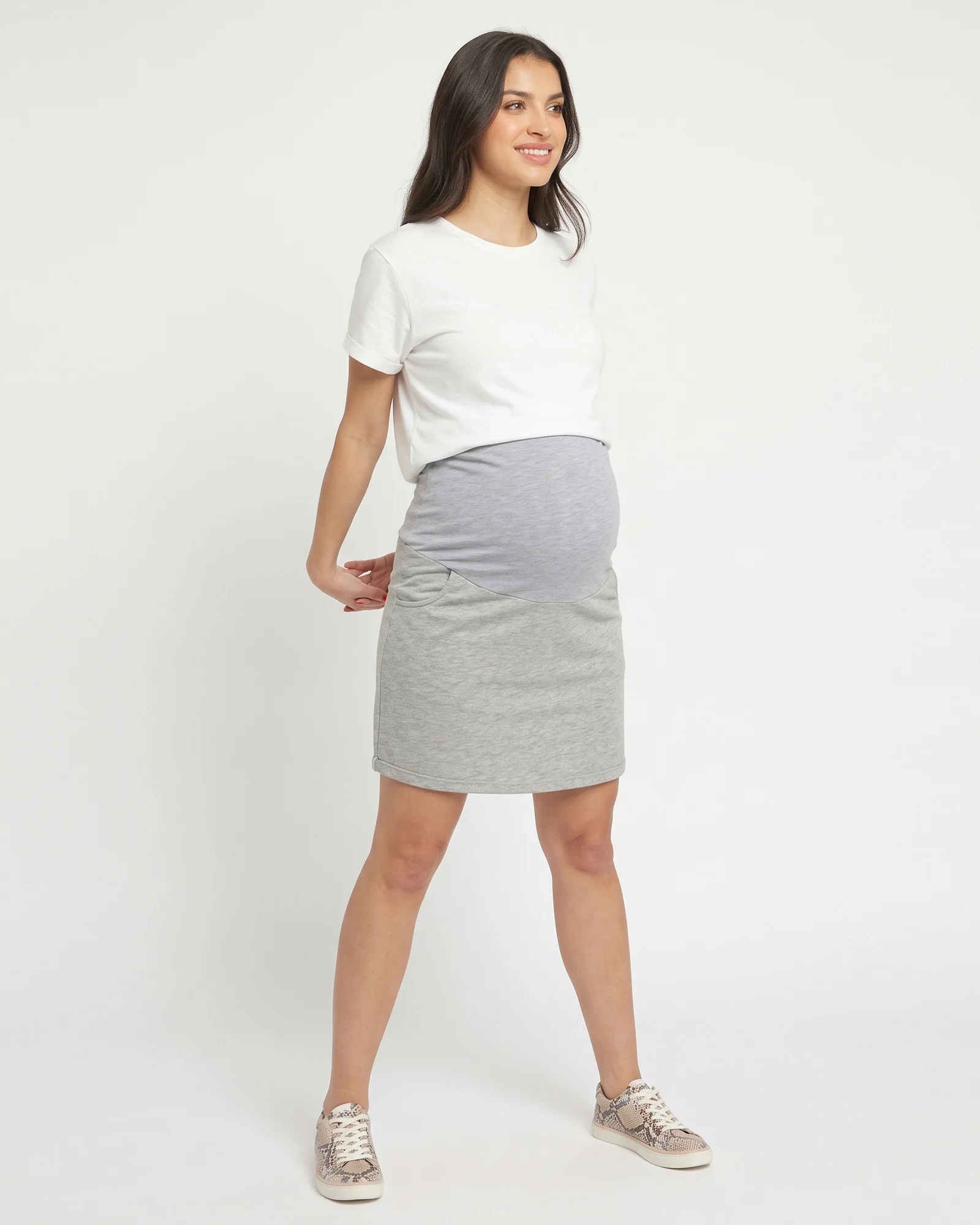 Falda Materna Gris en Burda | Confort y Fajón Anatómico