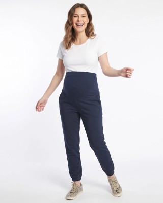 Jogger Materno Azul Algodón Stretch | Confort y Fajón