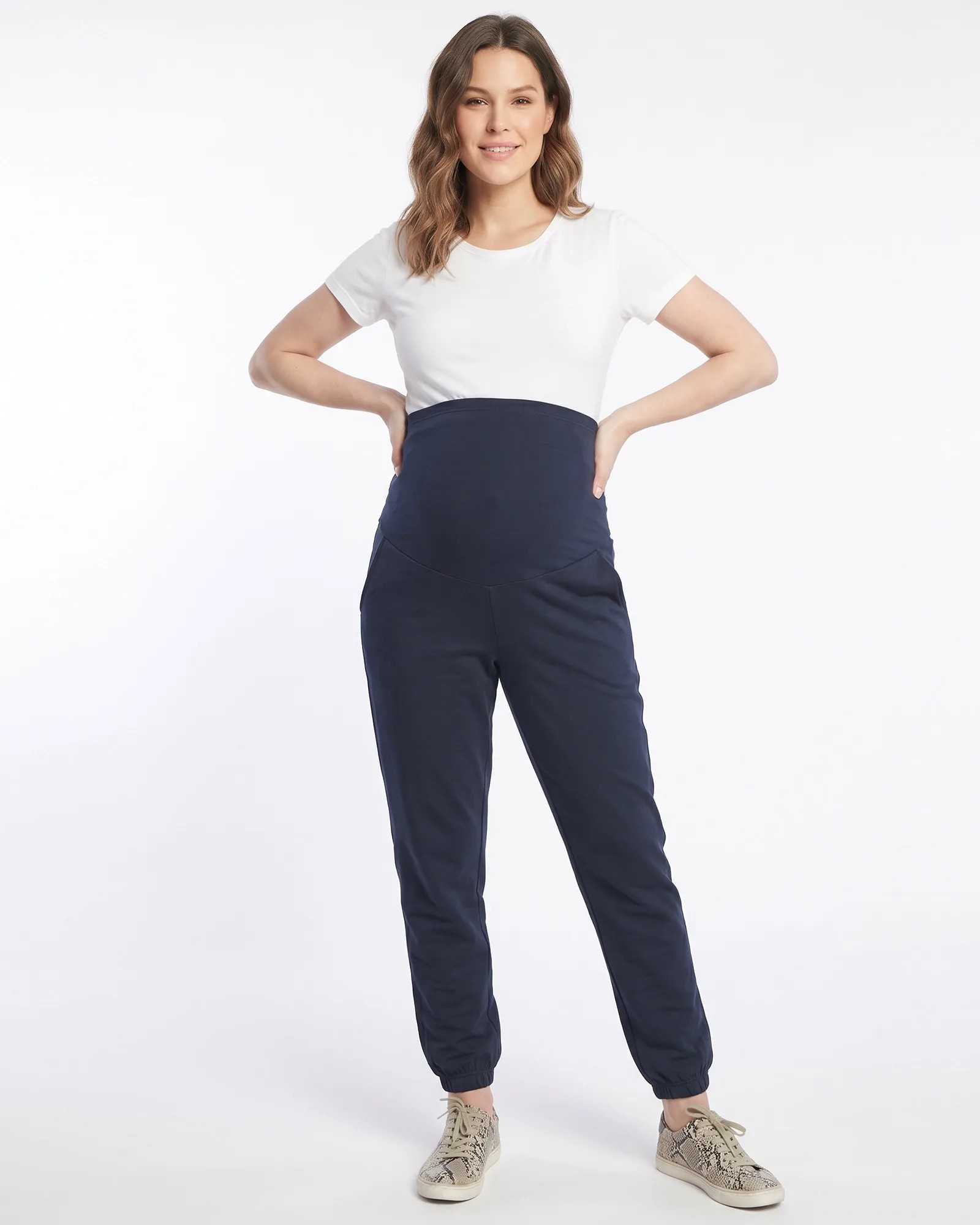 Jogger Materno Azul Algodón Stretch | Confort y Fajón