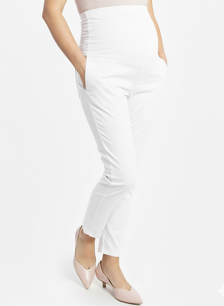 Pantalón Materno Blanco Drill Stretch | Comodidad Embarazo Colombia