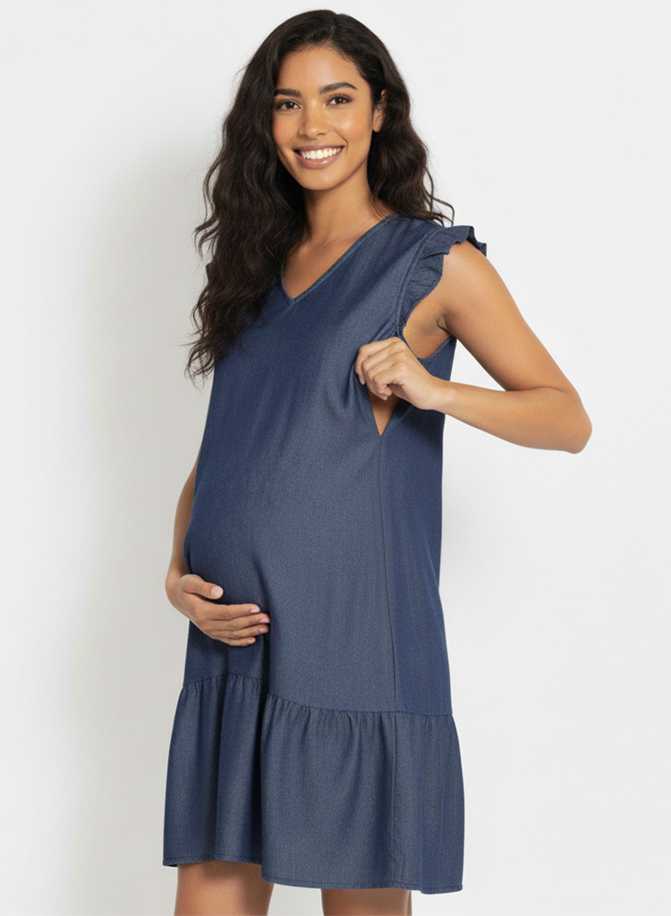 Vestido Materno de Chambray